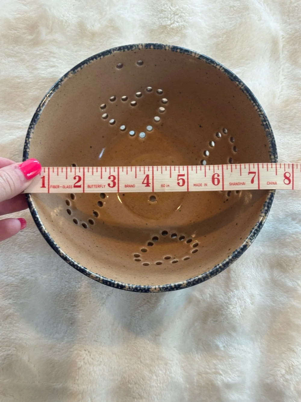 Vintage handcrafted pottery colander
